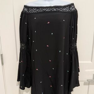Endless Rose Black Strapless Dress with Embroidered Accents